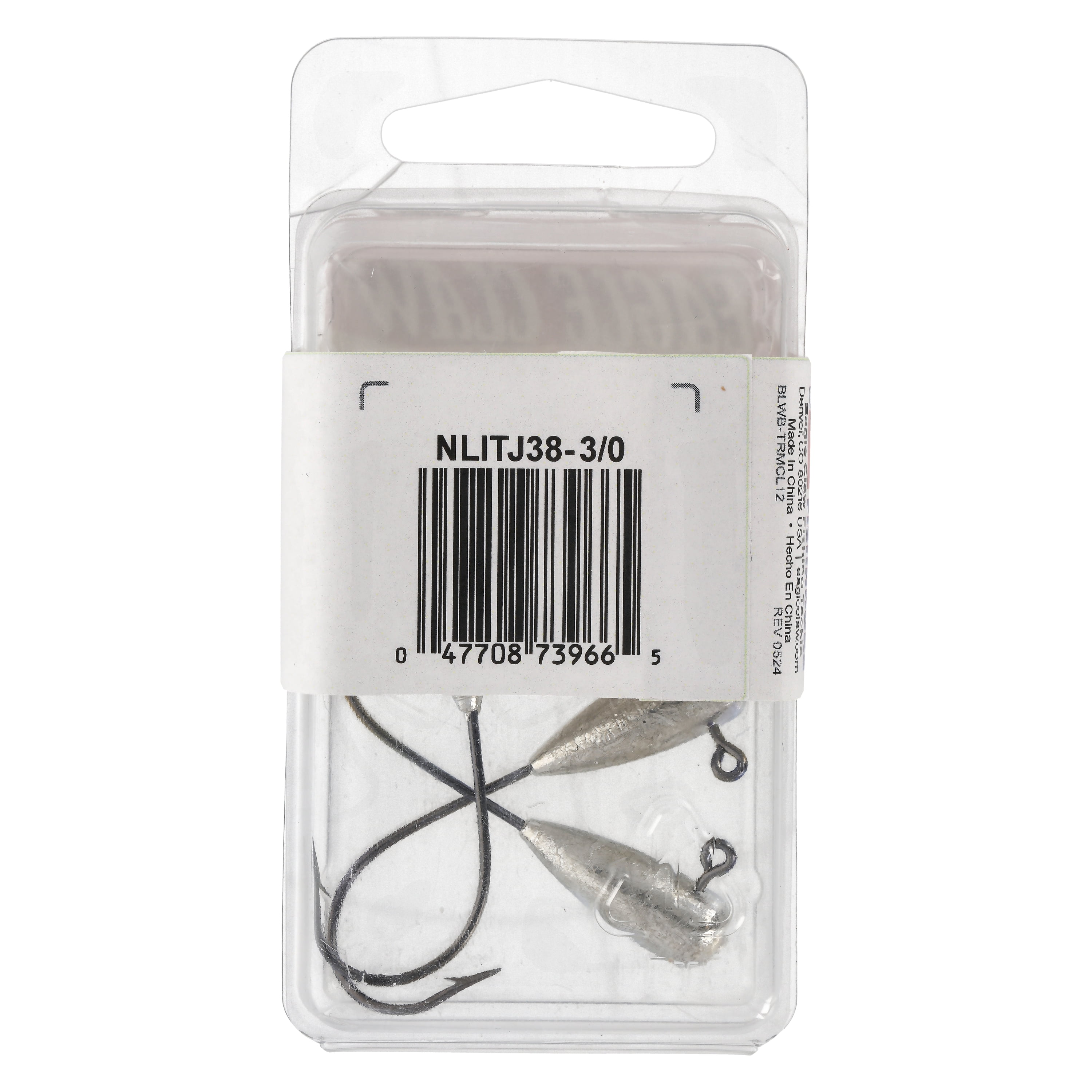 Eagle Claw Tin Insider Tube Jig Head - 3 Pack - Hook Size 3/0 - 3/8 oz - Unpainted