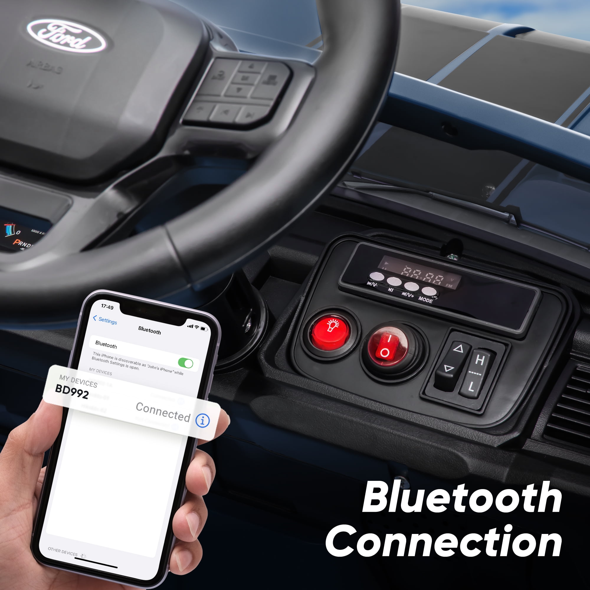 Hikiddo Electric Car for Kids, Licensed Ford-Shelby F-150 12V Ride on Truck Toys for Toddlers w/ Remote, 2-Hour Drive Time - Blue