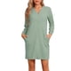 thumbnail image 1 of INSPIRE CHIC Camisón de punto waffle para mujer, camisa de dormir de manga larga con botones y bolsillos, talla XS, verde, 1 of 1