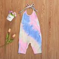 thumbnail image 3 of Styles I Love Toddler Kid Girls Tie-Dye Sleeveless Romper Colorful Halter Overalls Harem Jumpsuit Spring Summer Outfit (Pink, 110/3T), 3 of 4