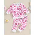 thumbnail image 4 of Elippeo Baby Girls 2-piece Outfit 3M 6M 9M 12M 18M 24M  Flower Print Long Sleeve Crew Neck Sweatshirt with Sweatpants Fall Clothes, 4 of 10