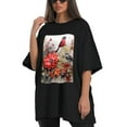 thumbnail image 4 of Plus Size Shirt for Women Black Tops for Women Short Sleeves Shirt for Women Birds6 T Shirt Crewneck Shirt for Women 5XL, 4 of 5