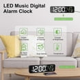 thumbnail image 3 of Reloj despertador digital, reloj despertador LED, reloj de pared con espejo digital, reloj de mesa con dígitos grandes con visualización de fecha y temperatura, reloj despertador digital USB, ajuste, 3 of 5
