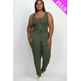 thumbnail image 3 of Ribbed Sleeveless Jumpsuit with Drawstring Waist in Plus Size, 3 of 11