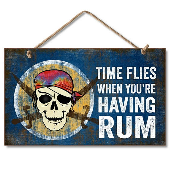 CounterArt "Time Flies" Humorous Hanging Wood Wall Sign