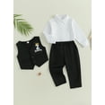 thumbnail image 3 of Wassery Baby Boys 2nd Birthday Outfit Infant Boys Formal Set Toddler Gentleman Suit Letter Pattern Vests+Long Sleeve Shirts +Pants, 3 of 8