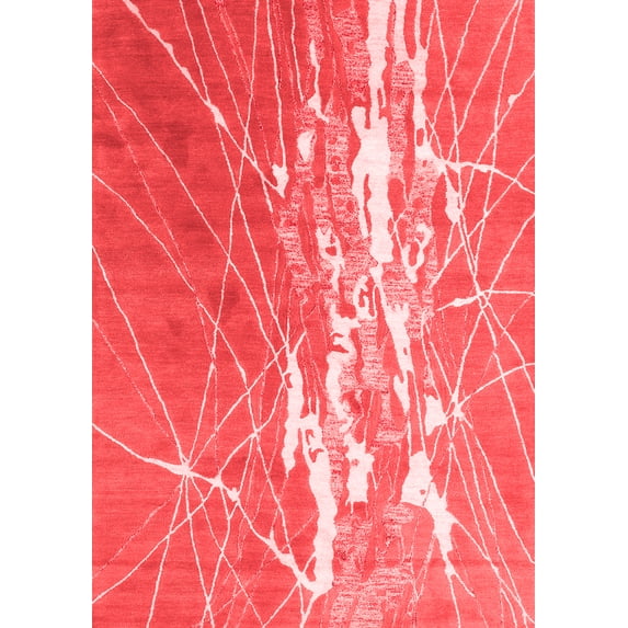 Ahgly Company Indoor Rectangle Abstract Red Contemporary Area Rugs, 2' x 5'