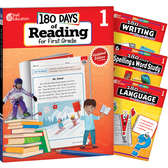 180 Days™: Reading 2nd Ed, Writing, Spelling, & Language Grade 1: 4-Book Set