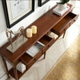 thumbnail image 4 of Leick Home Coastal Notions Solid Wood Console Table with Shelf, Pecan, 4 of 20