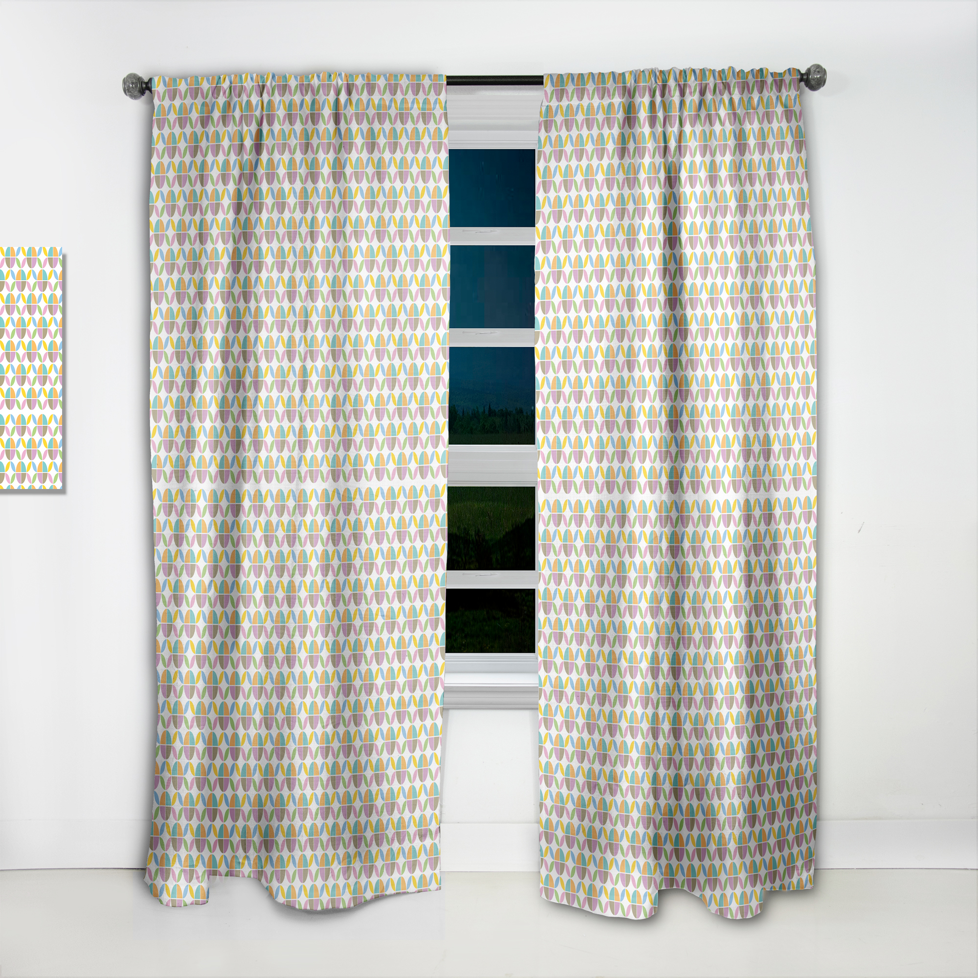 Designart 'Geometrical Retro Design VIII' Mid-Century Modern Curtain Panel