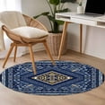 thumbnail image 4 of Boho Navy Blue Brown Round Area Rug 4Ft Washable Circle Rugs for Bedroom Dining Room, Ethnic Southwest Abstract Geometric Non-Slip Carpet Floor Mats Indoor Outdoor Carpet Runner Aesthetic Home Decor, 4 of 8