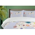 thumbnail image 4 of Ambesonne Cartoon Duvet Cover Sets, Map Soft Blooms, 2-Queen, Cream Lilac, 4 of 6