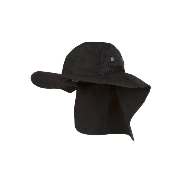 TopHeadwear 4 Panel Large Bill Flap Sun Hat - Black