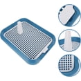 thumbnail image 3 of Soporte para almohadillas para perros, almohadillas de entrenamiento, inodoro para cachorros, inodoro cuadrado para entrenamiento de mascotas con bandeja para perros, interior y exterior (azul),, 3 of 5