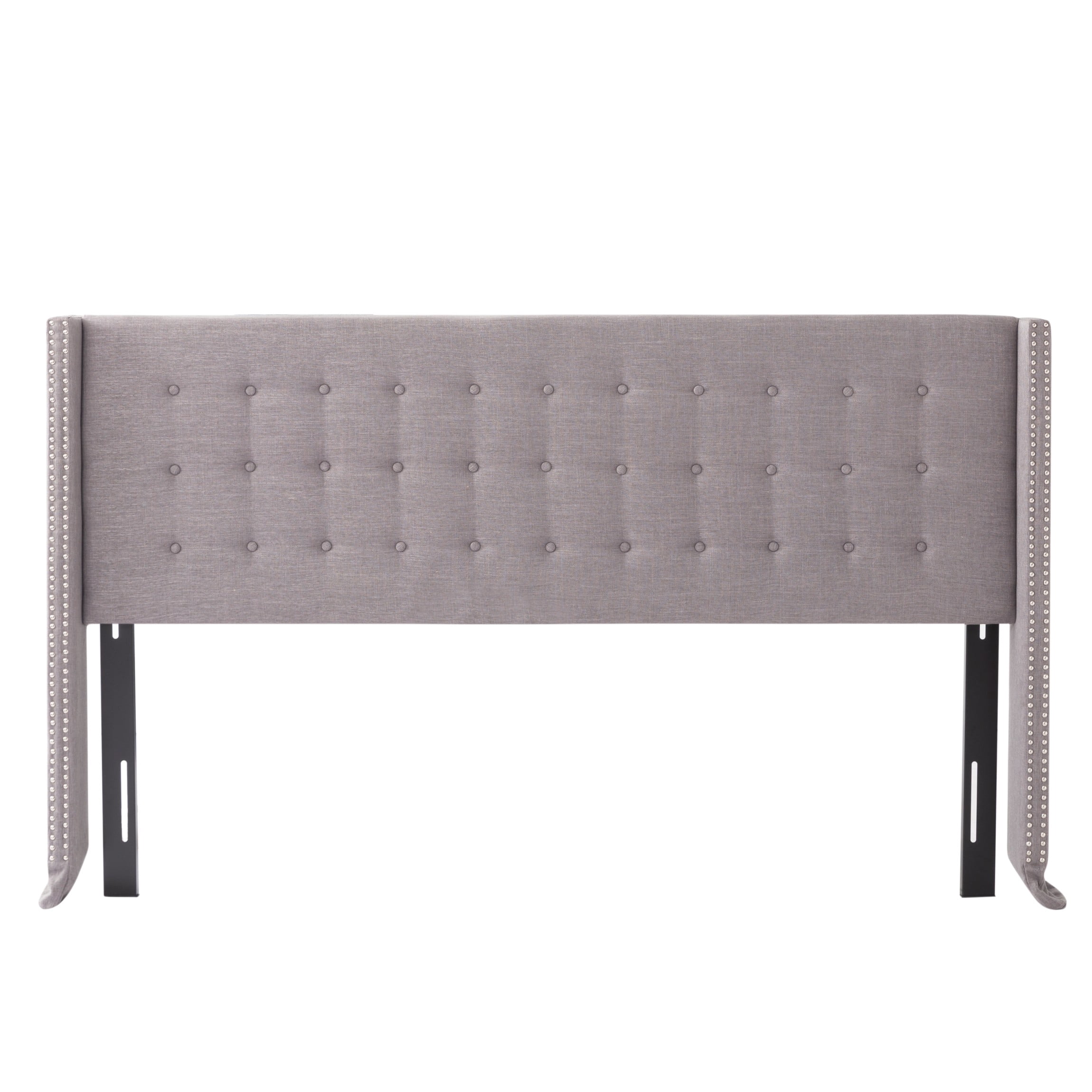 BSHTI Upholstered Headboard for King Bed, Linen Fabric,Tufted Button Design for Bedroom, Adjustable Foam Headboard for King Bed, Easy Assembly, Grey