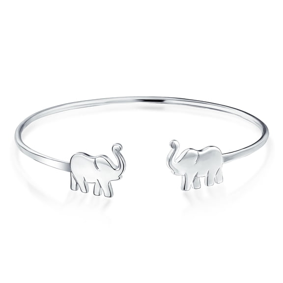 Bling Jewelry Womens Thin ZOO Animal Good Luck Elephant Bangle Cuff Bracelet .925 Sterling Silver