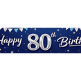 thumbnail image 3 of Blue Themed Happy 80th Birthday Backdrop Banner with Balloon Star Firework Elements Birthday Party Decorations Photography Props Party Supplies Background Decor, 3 of 7