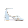 thumbnail image 2 of BLISSFUL STEP Women's Block Heel Ankle Strap Round Toe Heels Sandals Light Blue (Size 8.5), 2 of 7