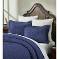 thumbnail image 2 of Better Trends King Sham Pillowcase For king Bedspread 100% Cotton 1 Pack 20" x 36" Ultra Soft Waffle Weave Medallion Design Decorative Case Covers for Bed Heirloom Collection (Navy), 2 of 5