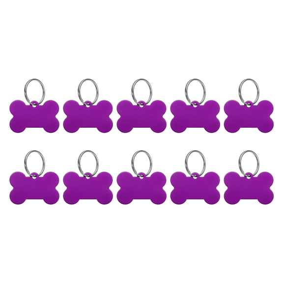 Uxcell 10Pcs Aluminum Engraving Blanks Tags, Metal Blank Tags Stamping Bone Shape Bulk Dog Tags for DIY Pet Tags, Purple