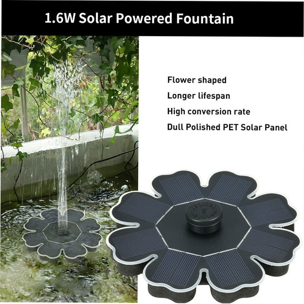 Decdeal Solar Powered Fountain 8V 1.6W Solar Panel Water Fountain