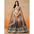 thumbnail image 5 of Indian Designer Luxurious Zari & Sequins Worked Wedding Wear Lehenga Choli Outfits ( Brown, XXS - 34 ), 5 of 6