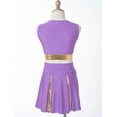 thumbnail image 3 of Yruioon Girls Cheer Leader Outfit Cheerleading School Uniform Letter Print Tank Top with Pleated Lavender 16, 3 of 7