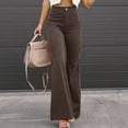 thumbnail image 2 of Fiaer,Casual High Waisted Pants for Women,Womens Plus Size Slim Fit Joggers with Pockets,Women's Buttons Flare Breathable Sweatpants Brown1 M, 2 of 7