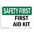 thumbnail image 1 of SignMission OS-SF-A-1218-L-10801 12 x 18 in. OSHA Safety First Sign - First Aid Kit, 1 of 1