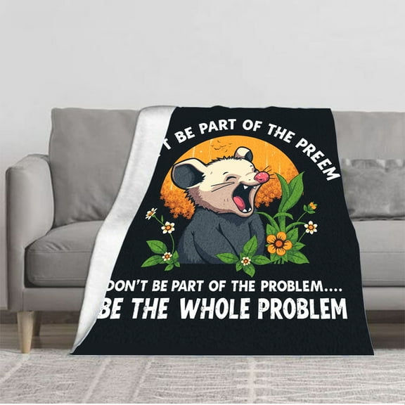Durable Soft & Warm Flannel Blanket - Cozy Cartoon Possum Design with Cheerful Colors Perfect for Sofa Travel Bed & Chair