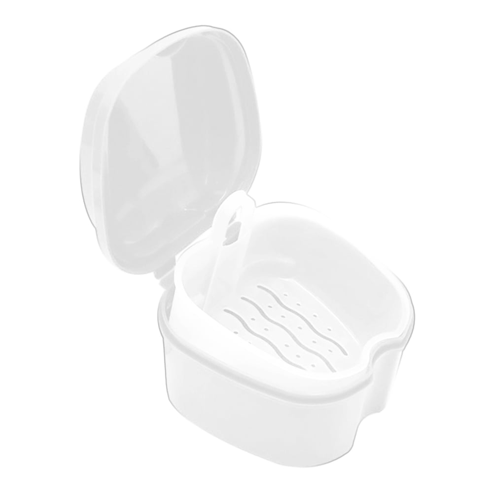 Ligghig Denture Case Denture Cup with Strainer Denture Bath Box False