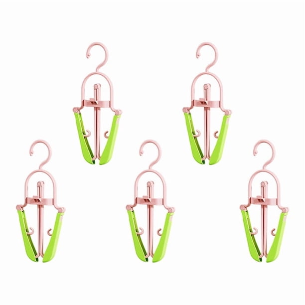 Percha Perchas plegables de viaje multifuncionales rosas para ropa, ahorradoras de espacio y portátiles (paquete de 5) JASKFLY