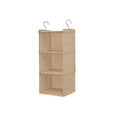 thumbnail image 2 of Youkk Cotton Linen Hanging Closet Multi Layers Pockets Clothes Organizer Bag Folding Shelves Dual Hooks Wardrobe Sorting Rack Beige 3 Layers, 2 of 8