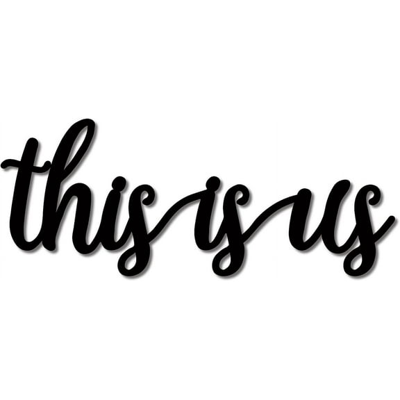 This Is Us Sign Wood Wall Decor Art Cutout Letter Word Laser Cut Unfinished Decorative Accessories Modern for Living Room Home Door Farmhouse Porch Bedroom Decoration 11.8 x 4.7 InchBlack
