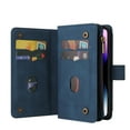 thumbnail image 5 of K-Lion for Moto G Power 2021 ,Retro Classic PU Leather Zipper Card Slots Kickstand Wallet Flip Case Shockproof Full Body Phone Cover with Wrist Strap for Moto G Power 2021,Blue, 5 of 7