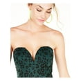 thumbnail image 3 of TRIXXI Womens Green Leopard-print Strapless Mini Evening Fit + Flare Dress 7, 3 of 4