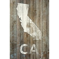 "CA State" Painting Print on White Wood