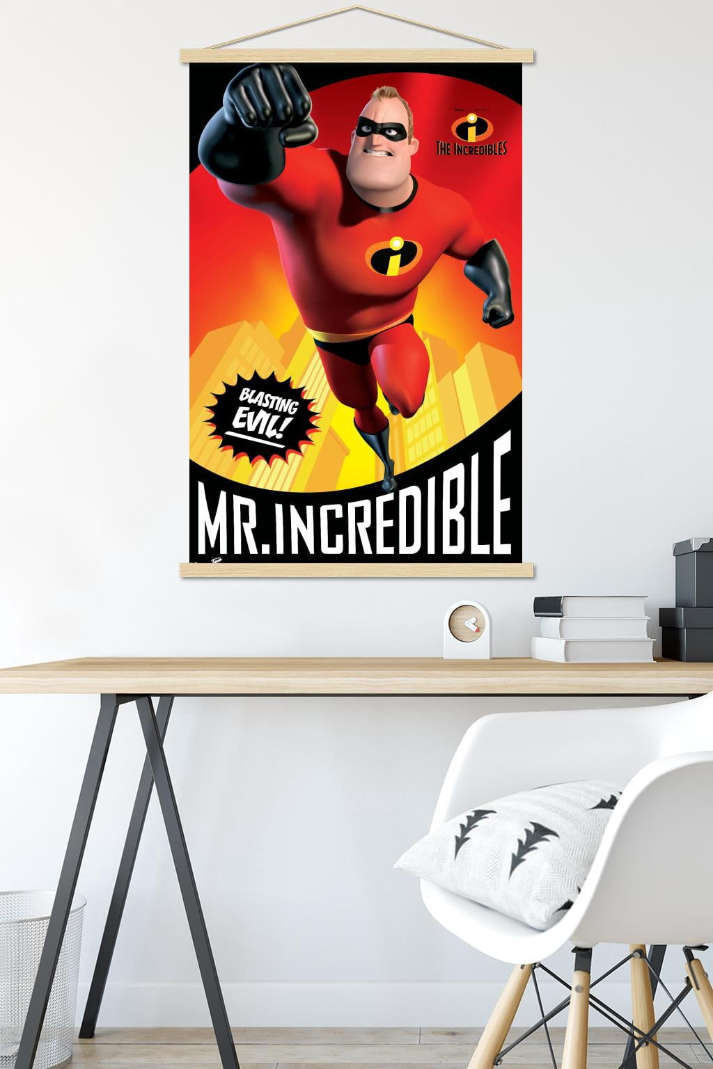 Disney Pixar The Incredibles - Mr. Incredible Wall Poster with Wooden Magnetic Frame, 22.375" x 34"