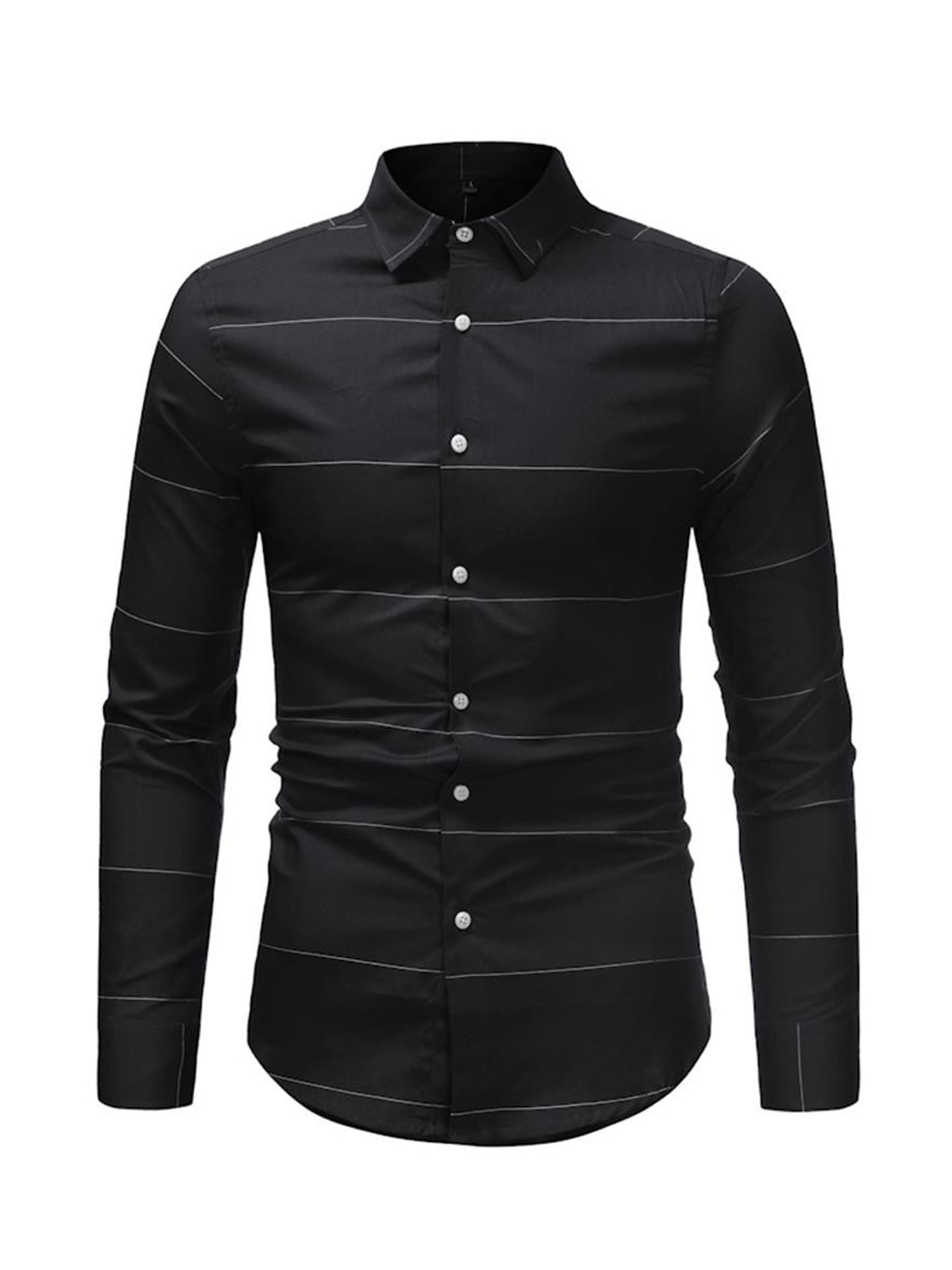 Mens Formal Casual Smart Long Sleeve Shirts Black Navy Blue M L XL XXL New 2018 