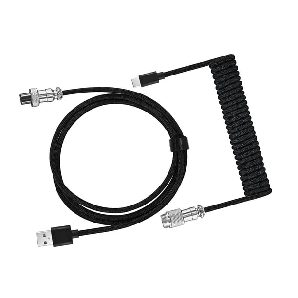Cateissary Cable USB escalable para un movimiento cómodo y resistencia a la tracción Teclado mecánico computadora en espiral Electrónica negro