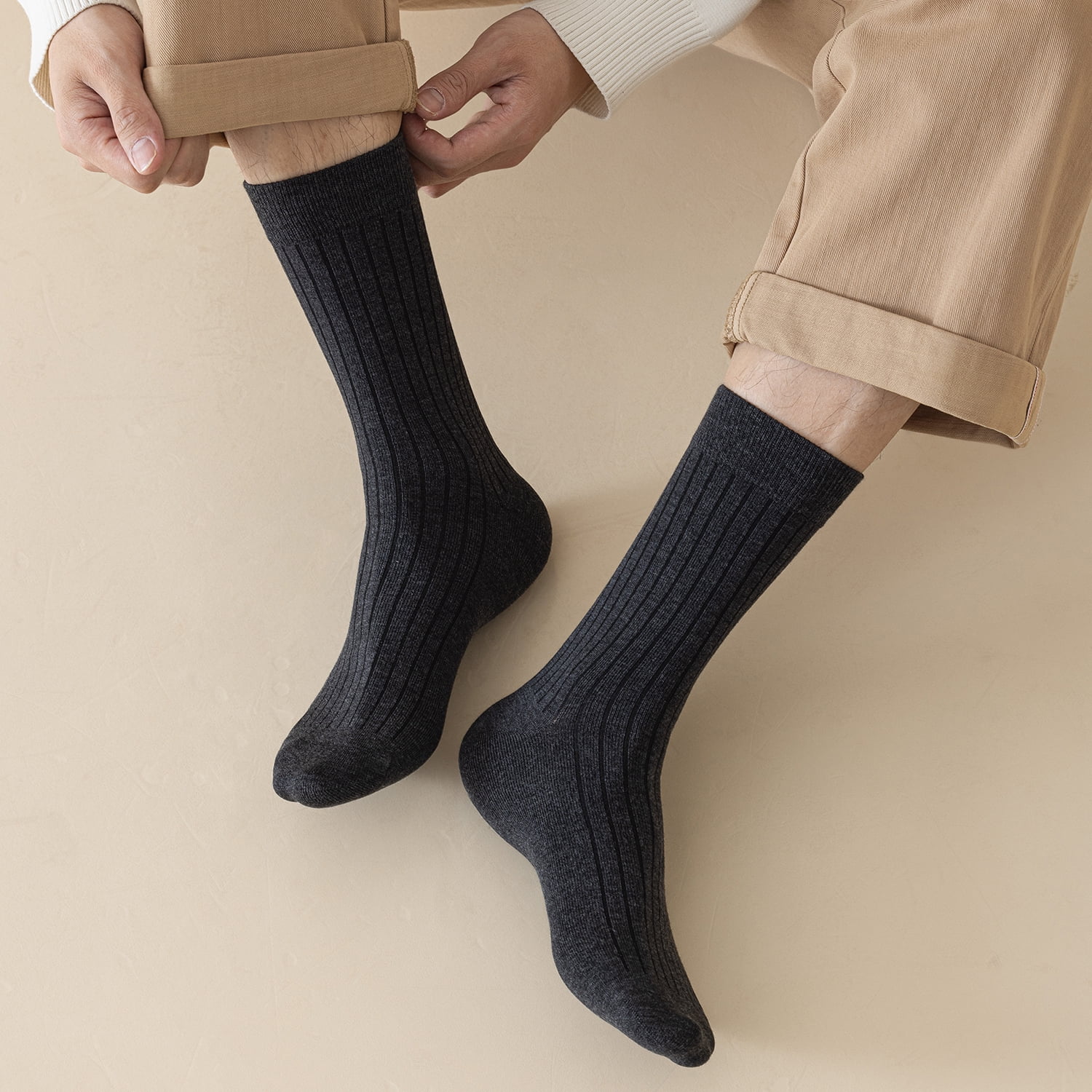 Sookeceks 6 Pairs Mens Stockings, Soft Heated Storage Autumn Winter Socks for Casual Business Size 7-11