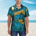 thumbnail image 2 of Pofeuu Watercolor Blue Marbled Print Hawaiian Shirt for Men Sleeves Casual Button Down Summer Beach Dress Shirts T-Shirts,XX-Large, 2 of 7