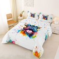 thumbnail image 2 of Homewish Watercolor French Bulldog Queen Comforter Set,Cute Pet Dog Comforter Sets Queen,White,Colorful Stars Reversible,3 Pieces,1 Comforter and 2 Pillowcases, 2 of 7