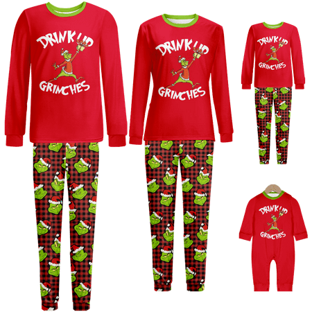 

Holiday Family Matching Christmas Pajamas Sleepwear Set Christmas Santa Monster Cartoon Print Sizes for Adult-Kids-Baby-Pet 2 Pieces Top and Pants Bodysuits Unisex Pajamas Sets