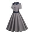 thumbnail image 3 of Brglopf 1950's Vintage Swing Dress for Women, Womens Polka Dot Cocktail Dress Short Sleeve Bow Tie Waist Flowy Evening Tea Dress Gray S, 3 of 7
