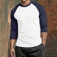 thumbnail image 4 of Abomasnow Mens Big and Tall Athletic Shirts 3/4 Length Sleeve Crewneck Color Block Shirts Casual Soft Workout Running Basic Shitrts, 4 of 5