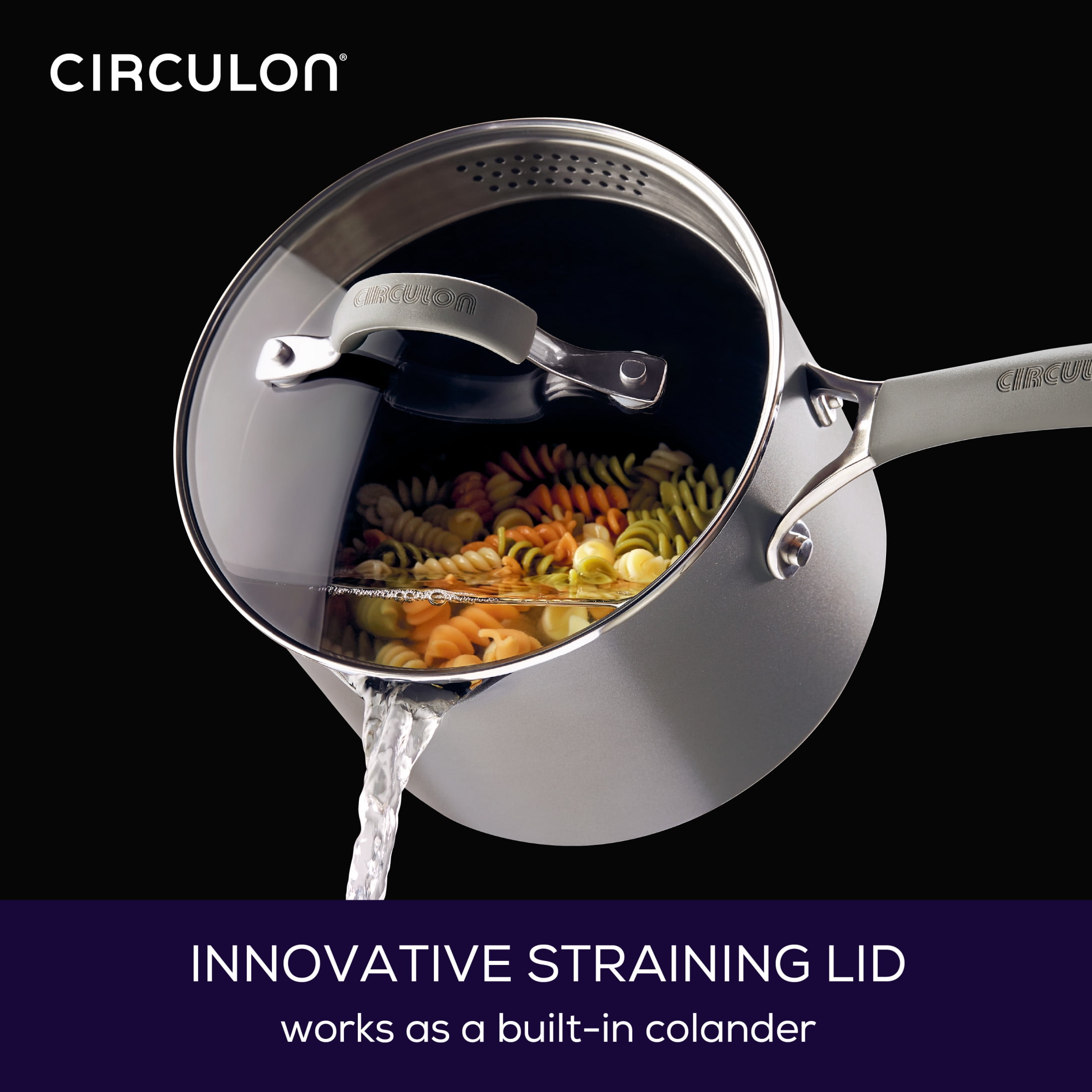 Circulon Elementum Nonstick Covered Stock Pot and Steamer Set - Graphite 3  qt