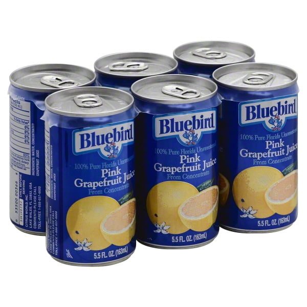 Bluebird Pink Grapefruit Juice, 5.5 Fl. Oz., 6 Count