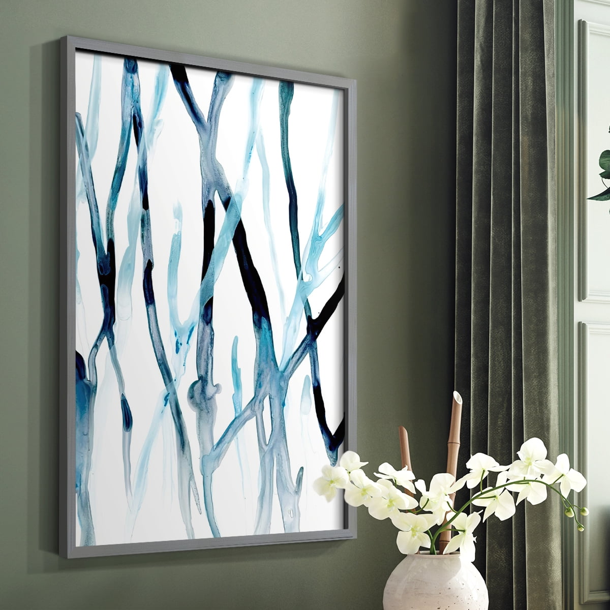 Runnel II Framed Print in Gray Solid Wood Framed Print No Nail Hanging