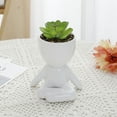 thumbnail image 2 of Cute Figure Ceramic Doll Flower Pot - Creative Planter for Home and Office Decoration, 2 of 5